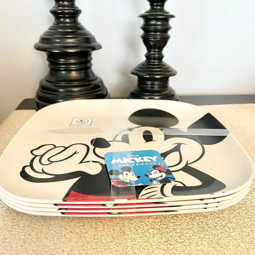 NWT Set of 4 Disney MICKEY MOUSE Bamboo Dinner Plates